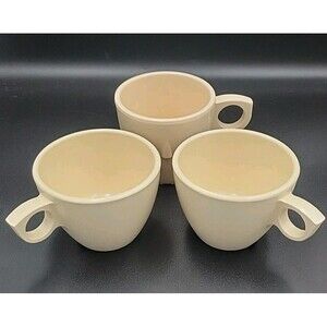 Vintage Prolon Ware Beige Stackable Melamine Coffee Cups Set of 3